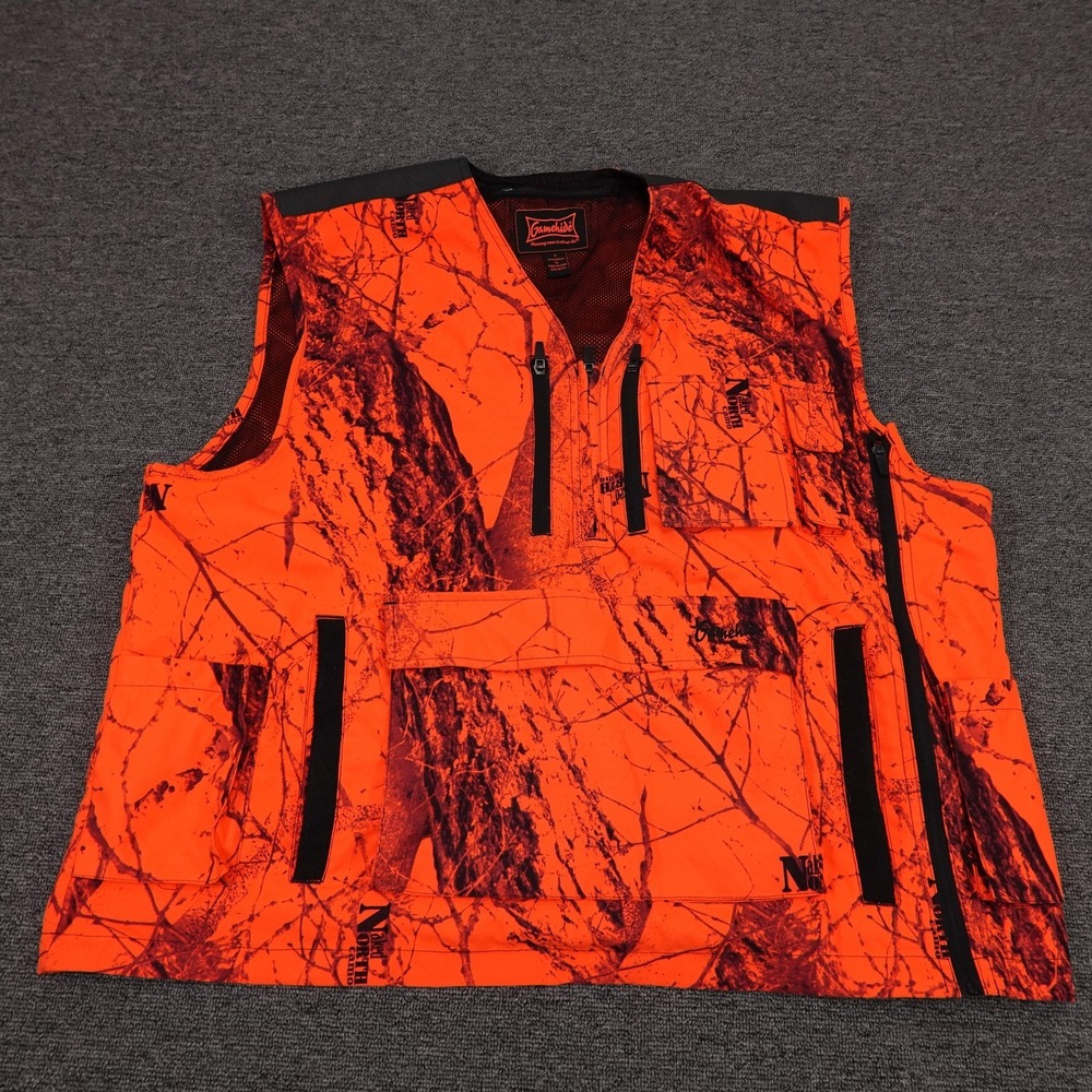 Gamehide Vest Mens XL Orange Naked North Camo Softshell Full Zip Hunting Pockets